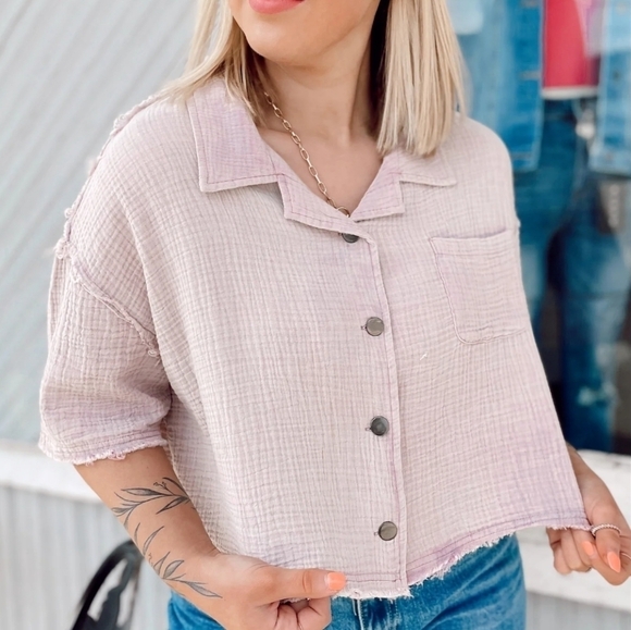 Paul lilac bottom up cropped top short sleeve - Picture 1 of 5